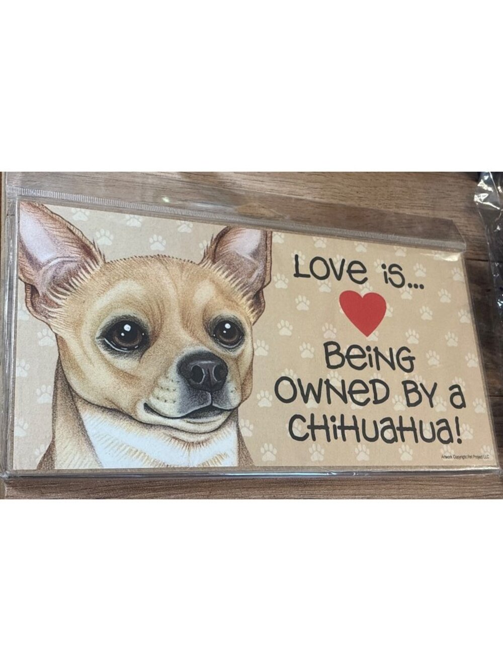 Love Is Being Owned By A Chihuahua Paw Prints Wall Sign 5" X 10" Jute Rope NISP
